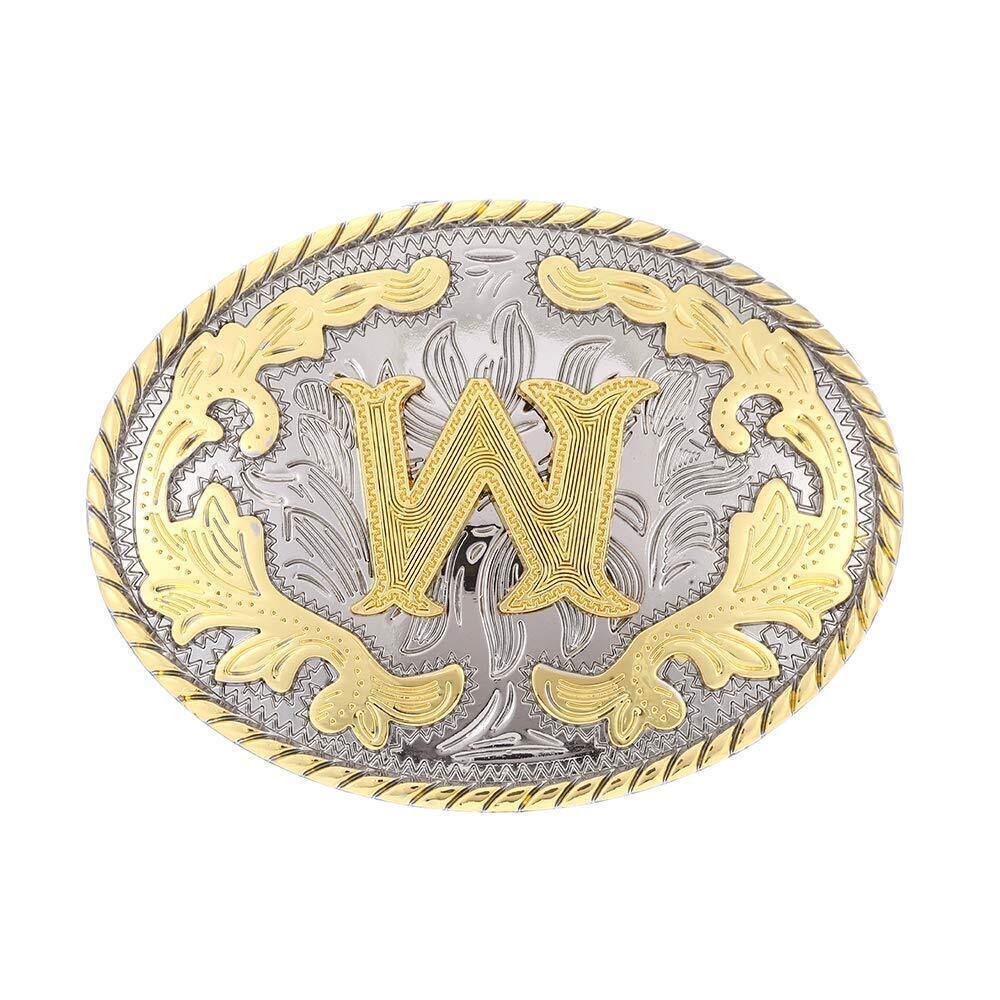 5855 Western Belt Buckle Initial Letters ABCDEFG to Y-Cowboy Rodeo Gold